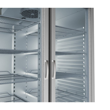 Armoire GN2/1 - Basic T° -2°/+8°C - 645L - 1 porte vitrée - Inox AISI-304 - Éclairage LED - Thermostat digital