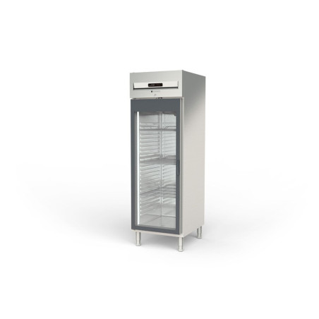 Armoire GN2/1 Classic - T°-2°/+8°C - 645l - 1 porte vitrée - Inox AISI-304 - LED - Serrure - 3 clayettes GN2/1