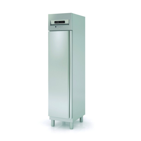 Armoire GN1/1 - Temp. positive - 303L - 1 porte pleine - Inox - Thermostat digital - LED - Serrure - 3 clayettes