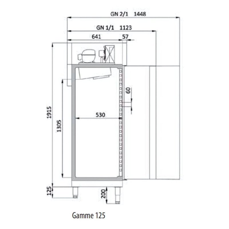 Armoire GN1/1 + GN2/1 - T°-2°/+8°C - 964L - 2 portes inox - Éclairage LED - Thermostat digital - Pieds réglables