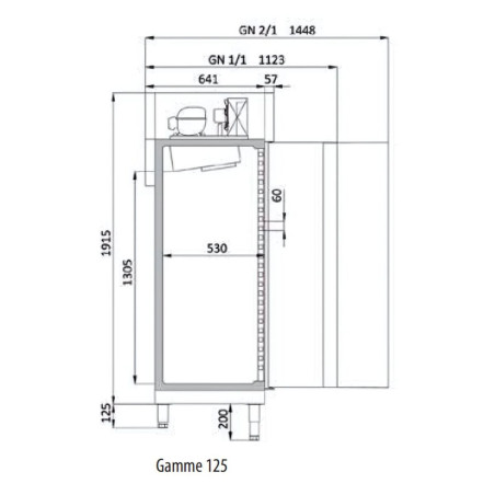 Armoire GN1/1 + GN2/1 - T°-2°/+8°C - 964L - 2 portes inox - Éclairage LED - Thermostat digital - Pieds réglables