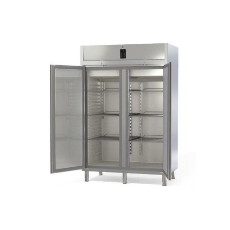 Armoire GN2/1 - Température +2°/+8°C - 1404l - 2 portes inox - Thermostat digital - LED - Gaz R290