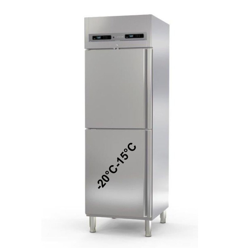 Armoire GN2/1 bi-température - Positif -2°/+8°C - Négatif -15°/-20°C - 280+280L - LED - Serrure - 2 portillons