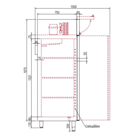 Armoire GN2/1 bi-température - Positif -2°/+8°C - Négatif -15°/-20°C - 280+280L - LED - Serrure - 2 portillons