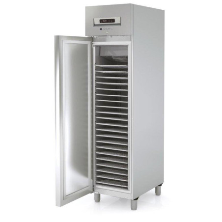 Armoire pâtissière - T° 0°/+8°C - 409l - 1 porte pleine - Extérieur inox - Intérieur inox - LED - 3 clayettes