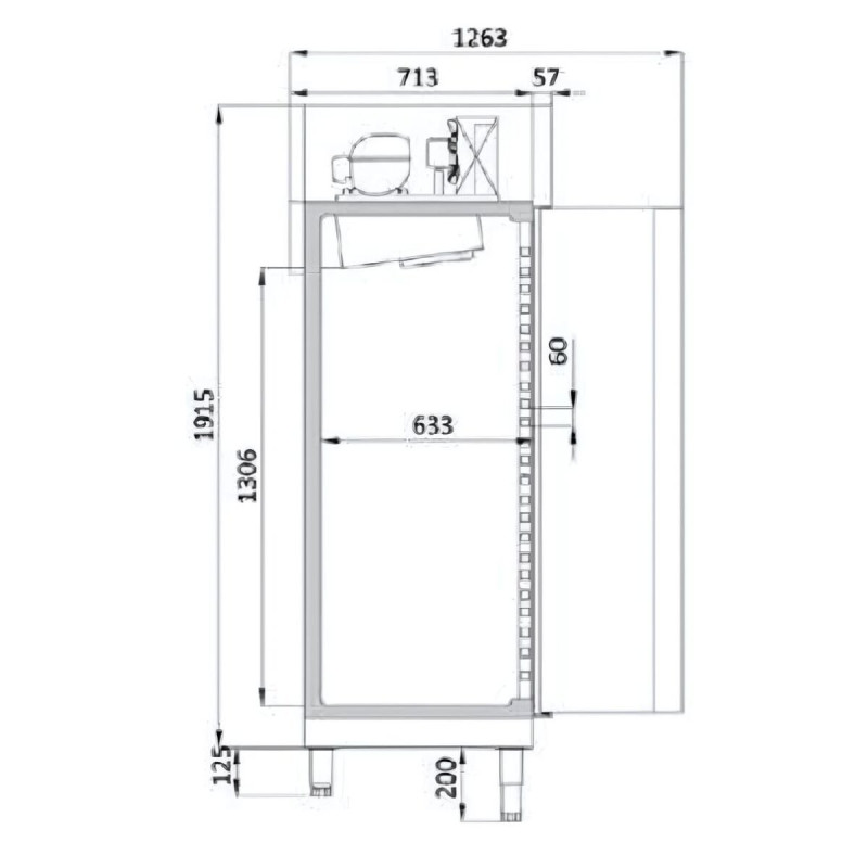 Armoire pâtissière - T° 0°/+8°C - 409l - 1 porte pleine - Extérieur inox - Intérieur inox - LED - 3 clayettes