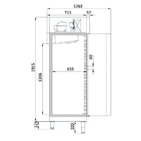 Armoire pâtissière - T° 0°/+8°C - 409l - 1 porte pleine - Extérieur inox - Intérieur inox - LED - 3 clayettes