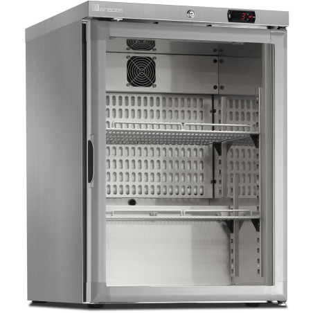 Mini armoire vitrée - Température +1/+8°C - 122L - Intérieur inox - Porte réversible - Thermostat digital - LED