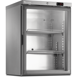 Mini armoire porte vitrée - température négative (-22/-18°C) - Extérieur inox - Volume : 115L,