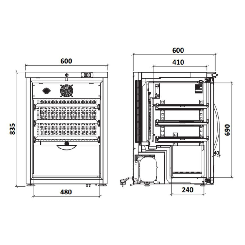 Armoire à vin mono-température Gamme service - Froid ventilé - Éclairage LED - Serrure - Étagères bois