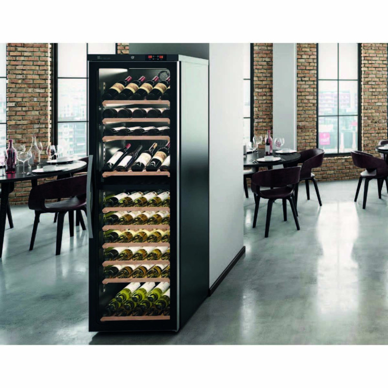 Armoire à vin mono-température Gamme service - Froid ventilé - Éclairage LED - Serrure - Étagères bois