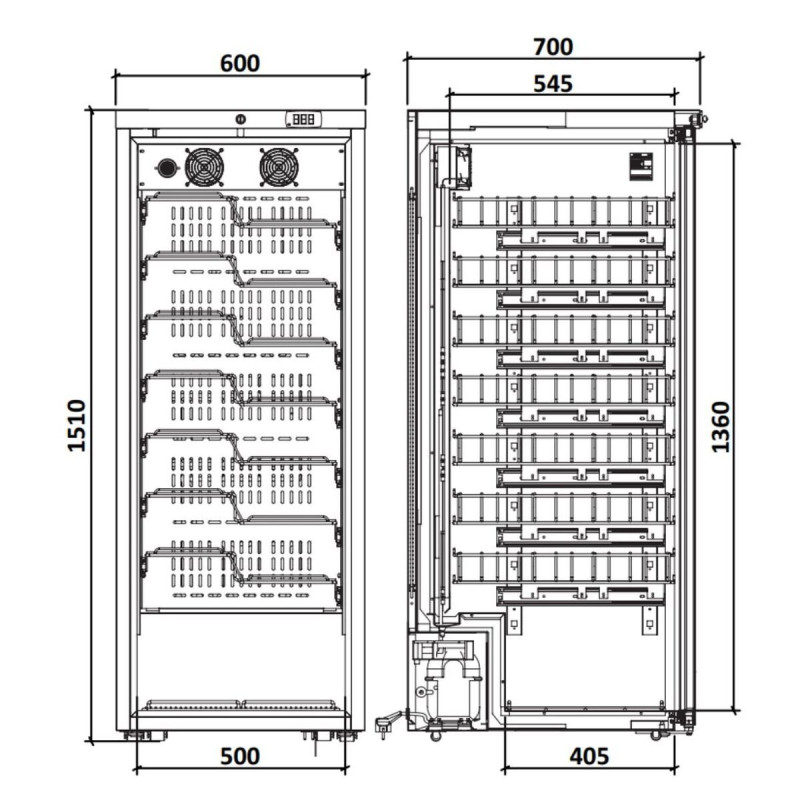 Armoire à vin mono-température - Gamme Exclusive - Porte verre anti-UV - 101 bouteilles - 600 x 740 x 1510 mm