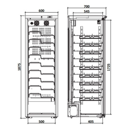 Armoire à vin mono-température - Gamme Exclusive - Porte verre anti-UV - 125 bouteilles - 600 x 740 x 1875 mm