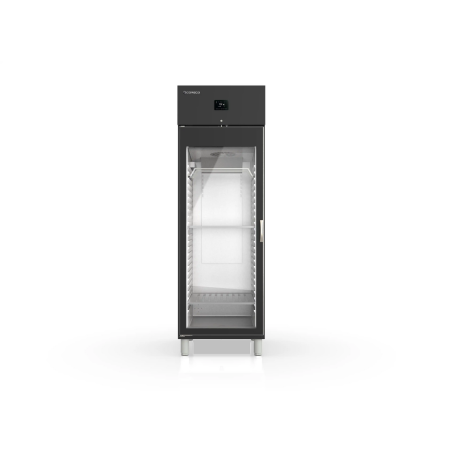 Armoire noire de maturation viande - 1 porte vitrée - Éclairage LED - Intérieur inox AISI-304 - Extérieur noir