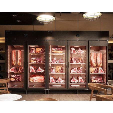 Armoire noire de maturation viande - 1 porte vitrée - Éclairage LED - Intérieur inox AISI-304 - Extérieur noir