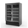 Armoire minimarket - 2 portes - Portes vitrées LED - 8 étagères réglables - Froid ventilé - 1404 l
