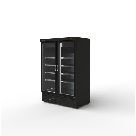 Armoire minimarket - 2 portes - Portes vitrées LED - 8 étagères réglables - Froid ventilé - 1404 l