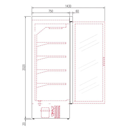 Armoire minimarket - 2 portes - Portes vitrées LED - 8 étagères réglables - Froid ventilé - 1404 l
