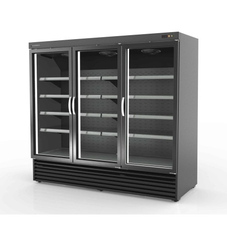 Armoire minimarket 3 portes vitrées LED - Isolation polyuréthane - 8 étagères réglables - Froid ventilé - 1750 l
