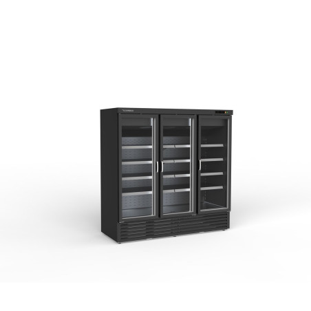 Armoire minimarket 3P vitrées LED - blanc/intérieur noir - 8 étagères réglables - Froid ventilé - 1750 l