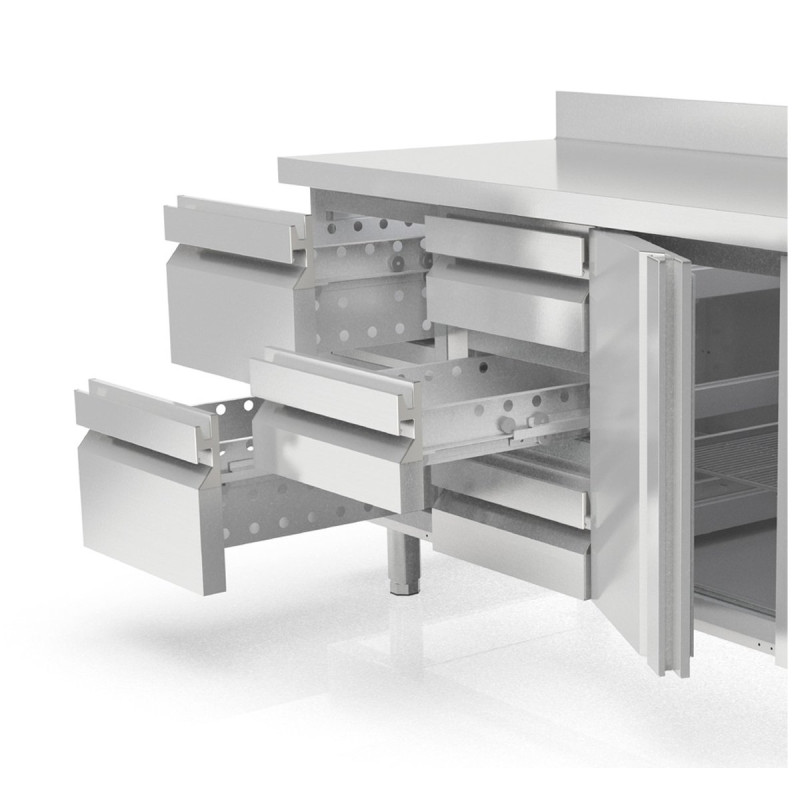 Meuble 700 positif - Série GASTRO - T° -2°/+8°C - 2 portes pleines - Capacité 265L - Inox AISI-304 - Éco énergie