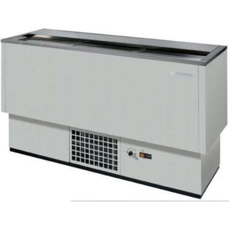 Refroidisseur bouteilles/cannettes Série Fond PLAT - T° +0°+7°C - 3P - 260L - Ext. blanc/int. galva - Inox AISI-304