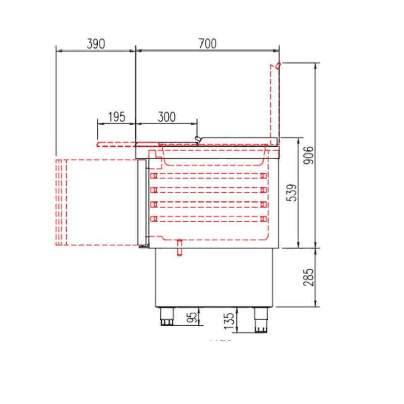 Meuble saladette 700 positif - GASTRO - Temp. 0°/+8°C - 3 portes - Capacité 320L - Inox AISI-304 - Éco énergie