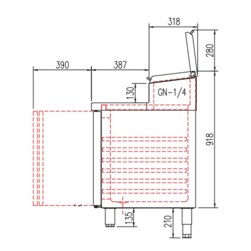 Meuble de préparation positif 700 - T° 0°/+8°C - 2 portes - Capacité 265L - Inox AISI-304 - Éco-énergie