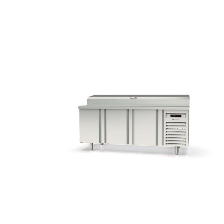 Meuble de préparation positif 700 - T° 0°/+8°C - 3 portes - 10 bac GN 1/4 - Capacité 450L