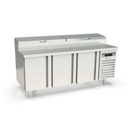 Meuble de préparation positif Top 800 - 3P pleines - 595L - T° 0°/+8°C - Inox AISI-304 - Économie d'énergie
