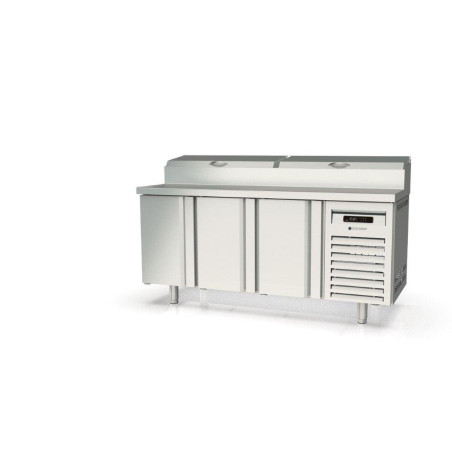 Meuble de préparation positif 700 - T° 0°/+8°C - 3 portes - 10 bac GN 1/6 - Capacité 450L