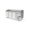 Meuble pizza 700 - positif- Température -2°/+8°C - 3 portes - Capacité 450L - Dessus granit - Inox AISI-304