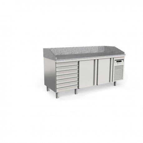 Meuble pizza 700 positif 2 p. + 1 neutre à pâtons