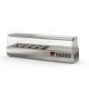 Présentoir à ingrédients 1/4 - Inox 18/10 - 5 bacs GN 1/4 - Thermostat digital - Éclairage intérieur - T°+2°/+8°C