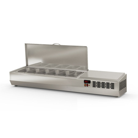 Présentoir à ingrédients 6 bacs GN 1/4 - Inox 18/10 - Température +2°/+8°C - 1495x 336x545 mm