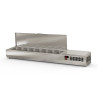 Présentoir à ingrédients 1/4 - Inox 18/10 - 8 bacs GN 1/4 - Alarme T° - couvercle inox rabattable