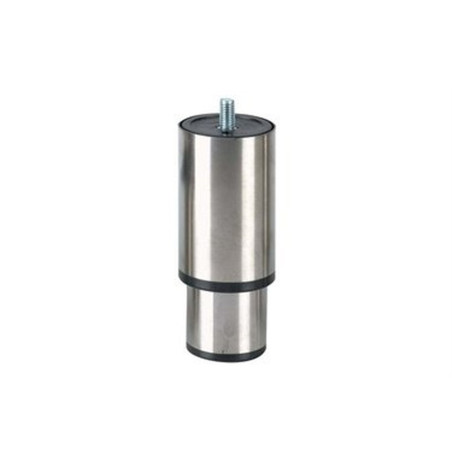 Pied inox vitrinette - Réglable - 140 mm - Tige M10 - Semelle synthétique noire