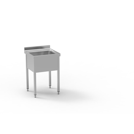 Plonge 600x600 - 1 bac - Inox AISI-304 - Avec siphon - Sans robinetterie - Table démontable