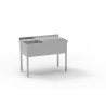 Plonge série 600 - Inox AISI-304 - 1200x600 mm - Bac 500x400x250 mm - Égouttoir droit - Sans robinetterie