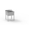 Plonge série 700 - 1 bac 500x500x300 - Inox AISI-304 - Egouttoir nervuré - Hauteur 850-930 mm