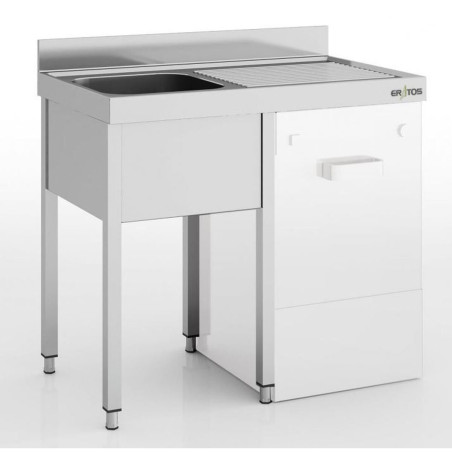 Plonge intégrée série 550 - 1 bac/égouttoir droit - Inox AISI-304 - 1000x550 - Bac 340x340x200