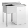 Plonge intégrée série 550 - 1 bac/égouttoir droit - Inox AISI-304 - 1000x550 - Bac 340x340x200