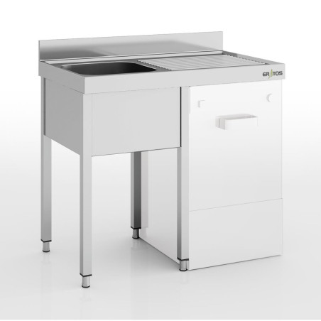Plonge intégrée série 700 - 1 bac + égouttoir droit - Inox AISI-304 - 1200x700 - Bac 500x500x300