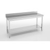Table adossée 600 - Inox AISI-304 - Étagère - Châssis plastifié - 1400x600 - Hauteur ajustable