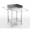 Table d'angle inox AISI-304 - 700x700x850 - Étagère - Dosseret 100 mm - Démontable - Pieds réglables