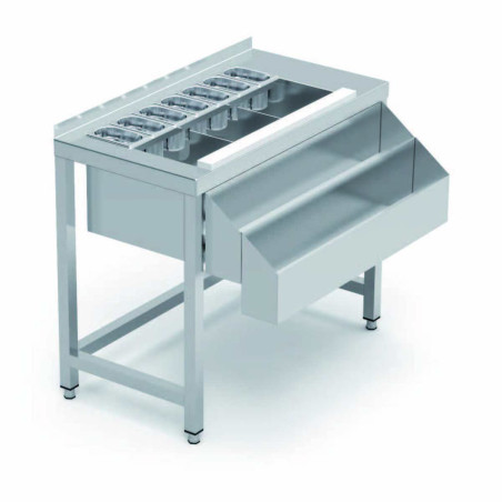 Table cocktail inox AISI 304 - Pieds réglables - Cuve isolée - Support bouteilles - Plan 40 mm