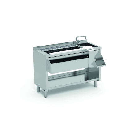 Meuble cocktail 1200MM - Évier droit - Acier inox 304 - Finition satinée - Robinet inclus