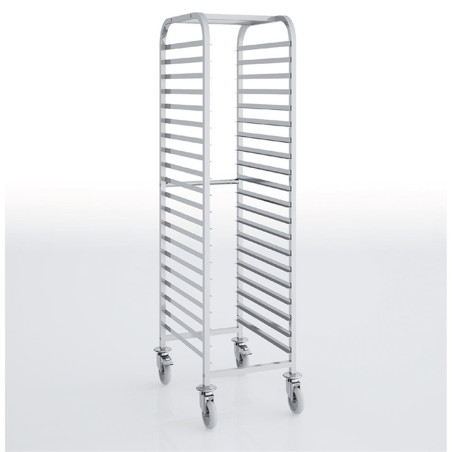 Échelle pâtissière inox 20 niveaux - 600x400 - Roues 125 mm - Démontée - 515x685x1855 mm