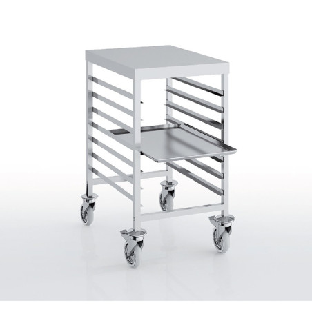 Échelle pâtissière inox 7 niveaux - Roues 125 mm avec freins - Livrée démontée - 685x515x860 mm