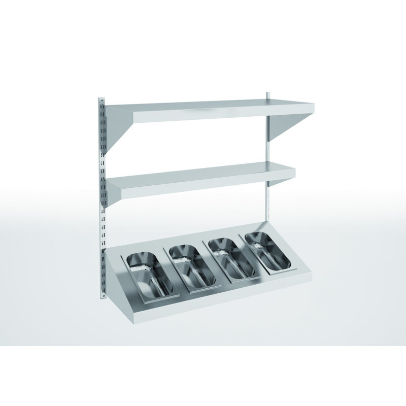 Étagère murale inox 1000 - AISI-304 18/10 satiné - Montage facile - Réglage ajustable